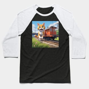 Cat Wanting To Be A Train Baseball T-Shirt